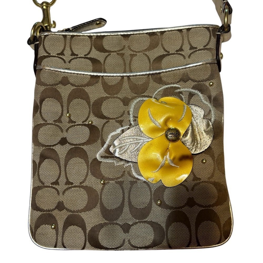 Coach Tan and Yellow Floral Crossbody Bag - Picture 15 of 16
